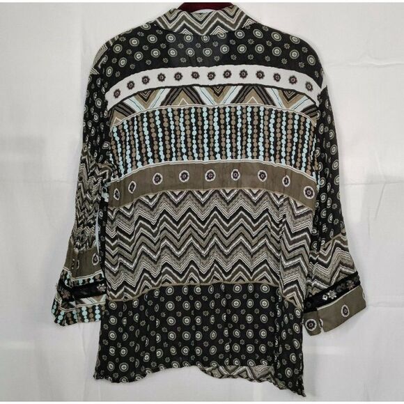 Agora Womens Top Blouse Snap Button Front Long Sleeve Collared Size XL‎ - Picture 3 of 10